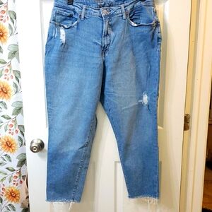 Old Navy Light Blue High Rise Curvy Distressed Ankle Jeans